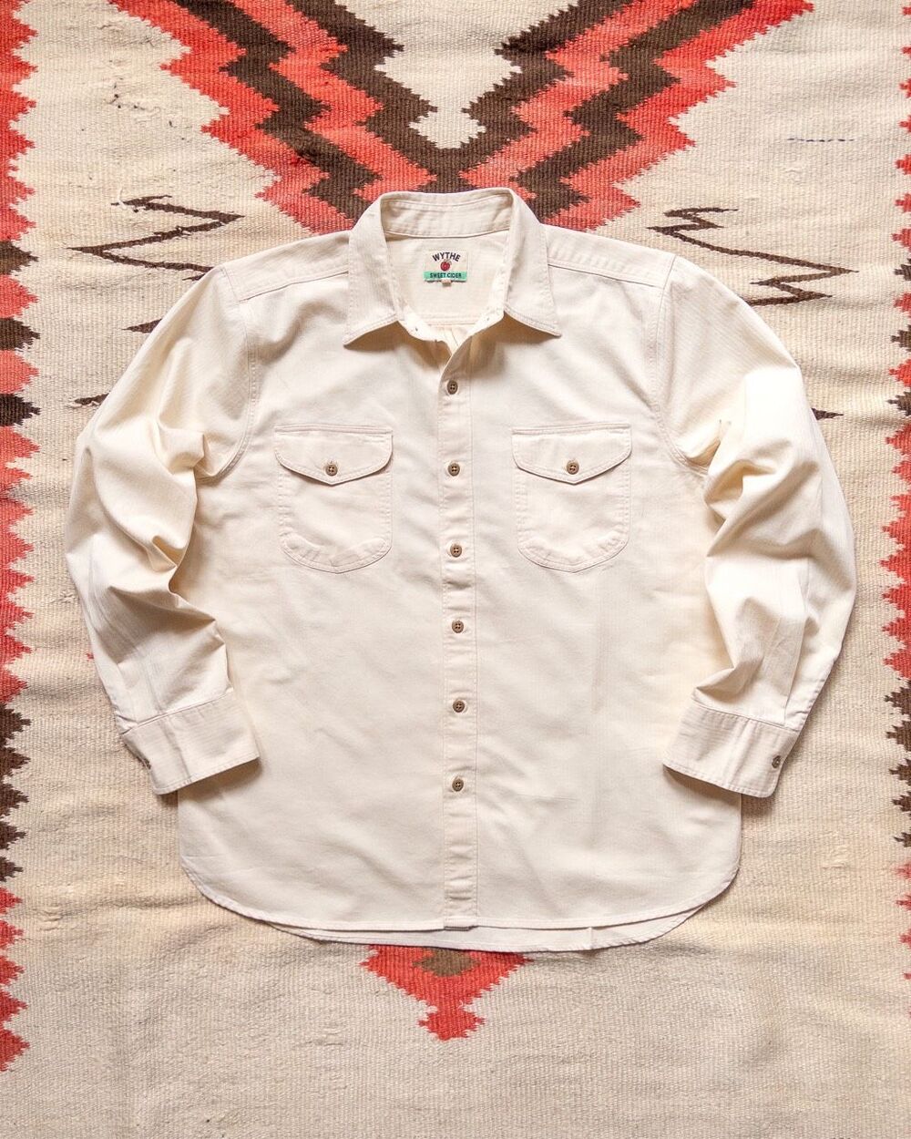 Wythe Sweet Cider Men’s Cotton Linen Twill Officer’s Unbleached Shirt